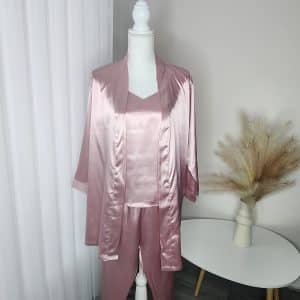 Pyjama femme satiné 3 pièces personnalisé